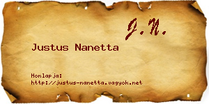 Justus Nanetta névjegykártya
